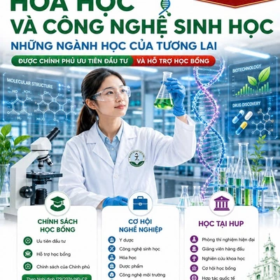 TIN VUI CHO THÍ SINH YÊU THÍCH HÓA HỌC VÀ CÔNG NGHỆ SINH HỌC! CƠ HỘI NHẬN HỌC BỔNG TỪ CHÍNH PHỦ